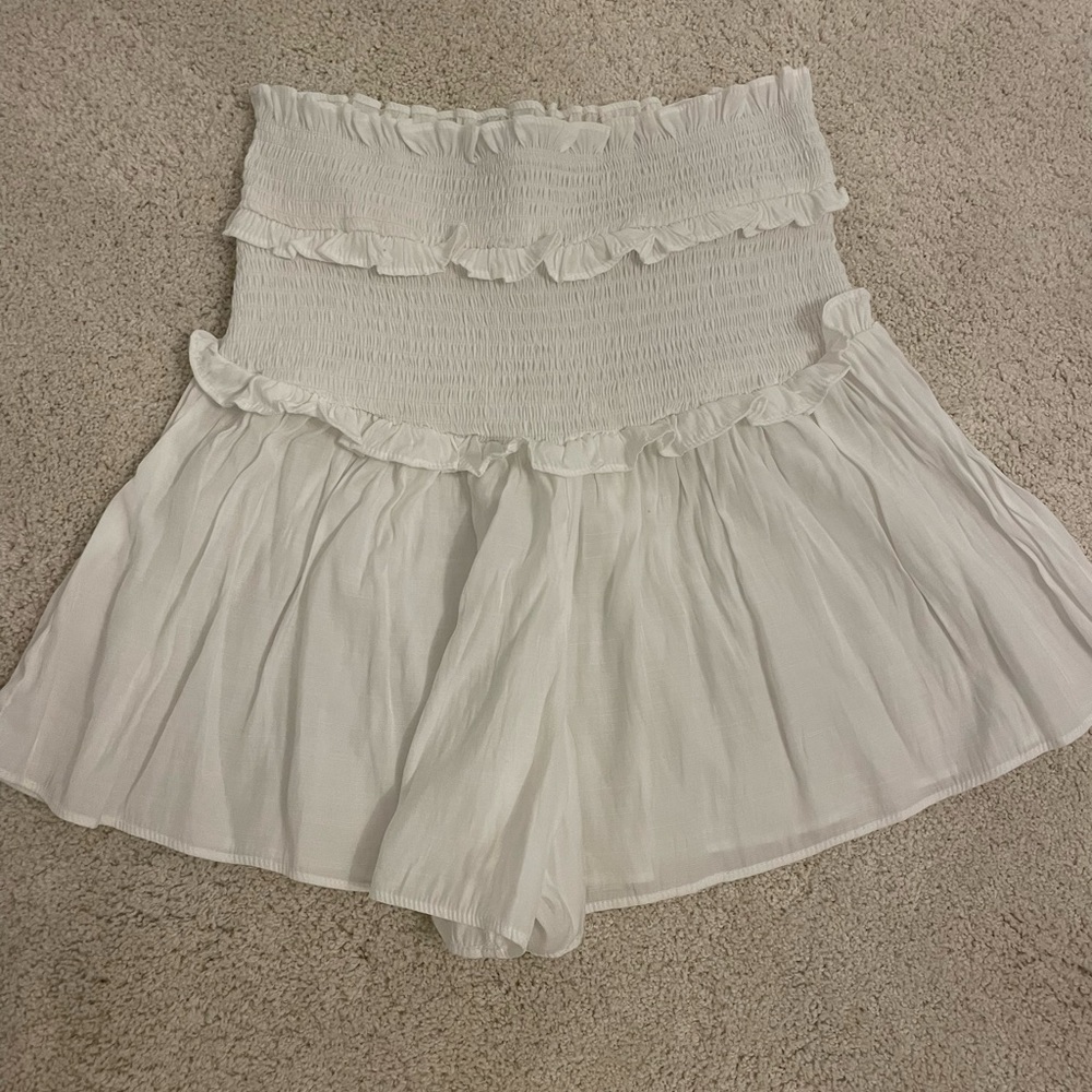 White Ruched Skort